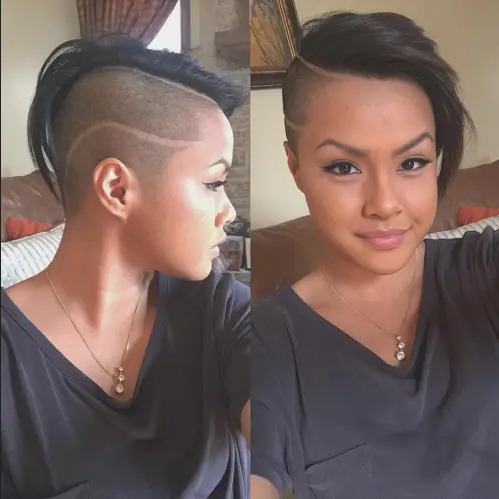 Side Short Mohawk hairstyle with Lined Undercut