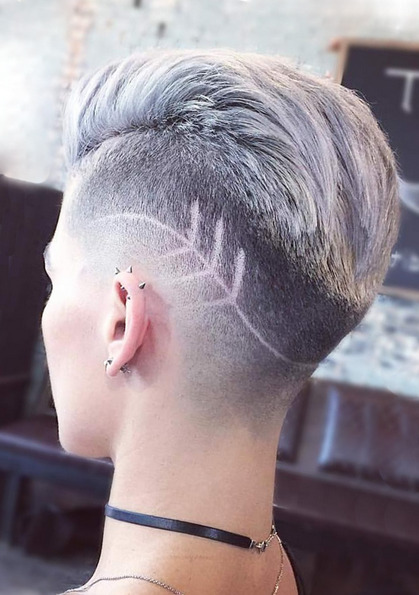Very Short Undercut Fade Back Hairstyle for Women